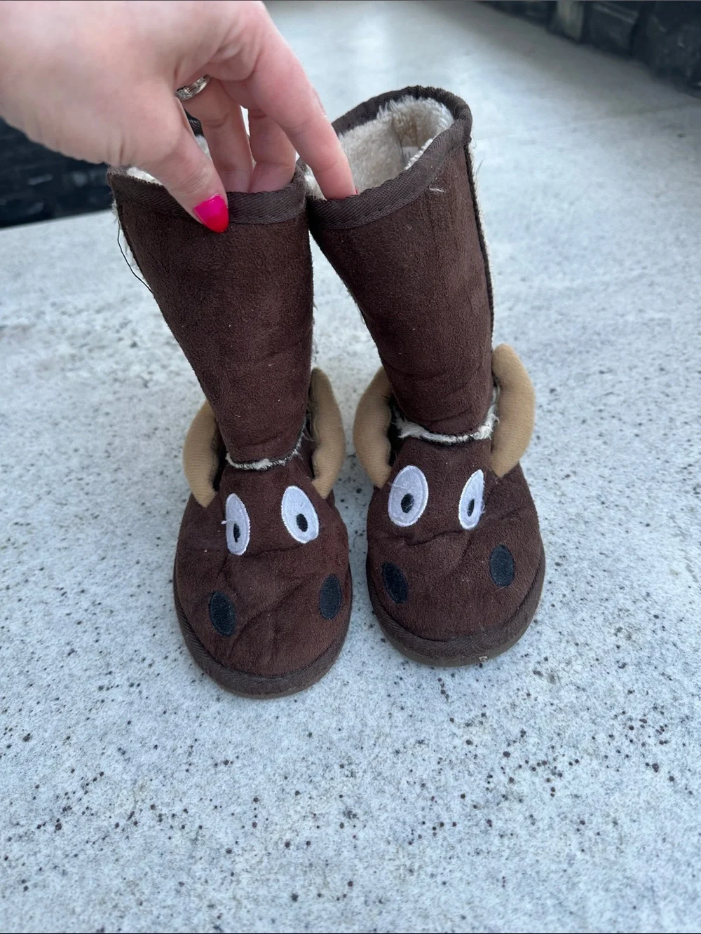 Lazy One Kids Brown Moose Boot Slippers